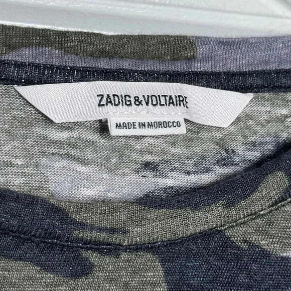 Zadig & Voltaire mens hector Camo Linen T Shirt Long Sleeve size small - Picture 4 of 6